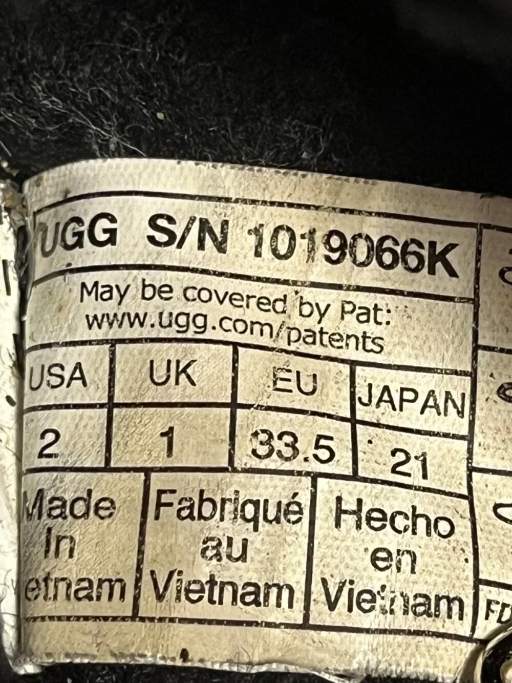 UGG Tasman Slippers Black Suede Shearling Lined Kids Size 2